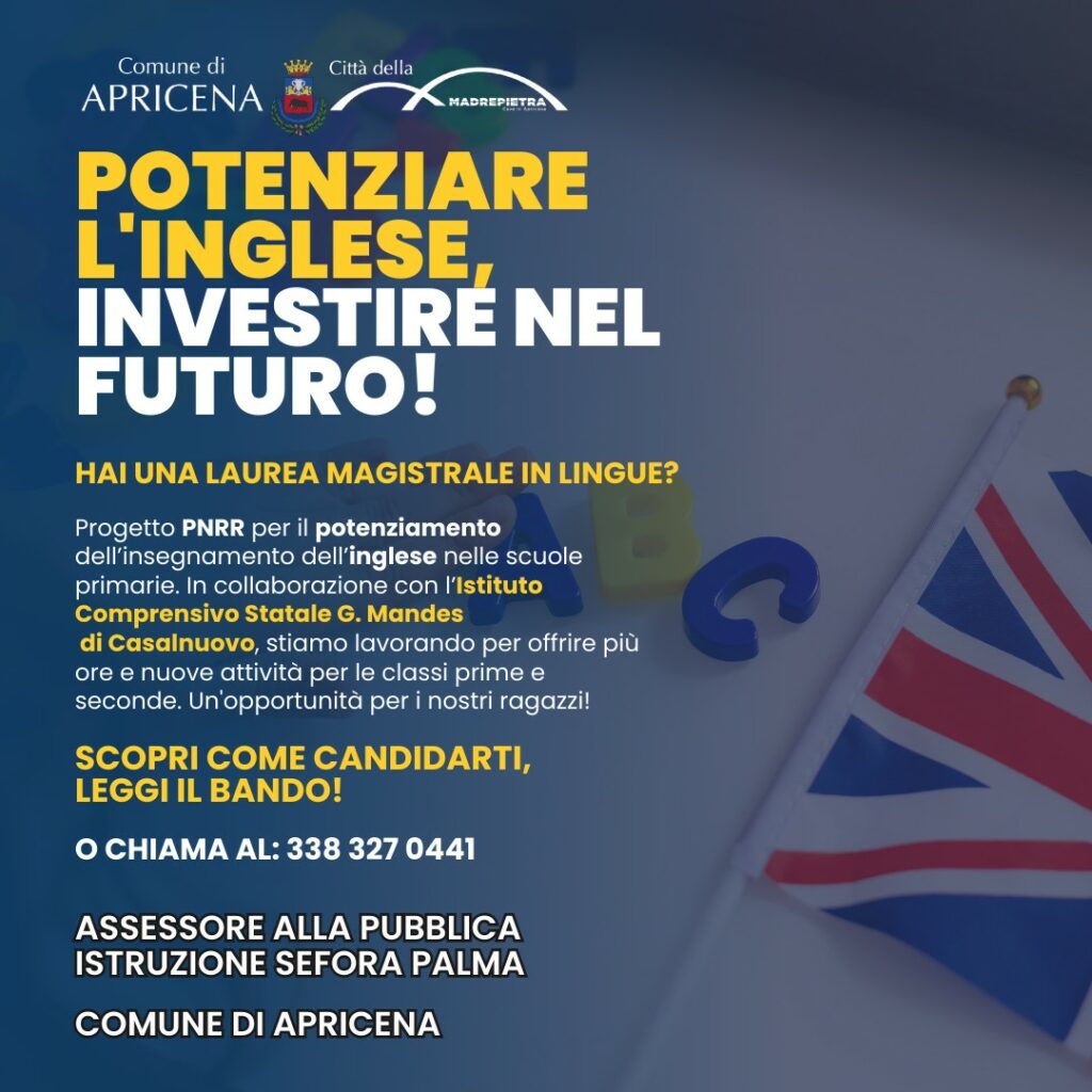 Progetto PNRR per potenziare l'insegnamento dell'inglese nelle scuole primarie