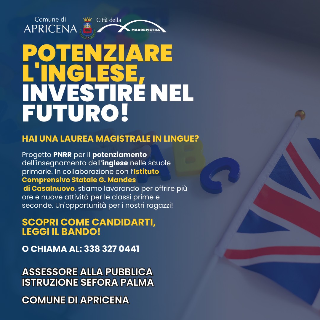 Progetto PNRR per potenziare l'insegnamento dell'inglese nelle scuole primarie